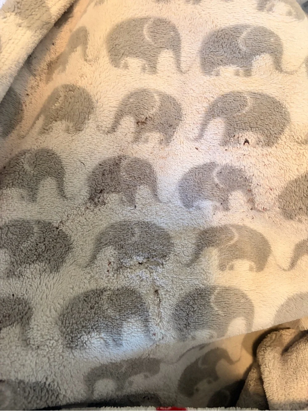Gray & White Elephant Pattern Throw with Red Accents